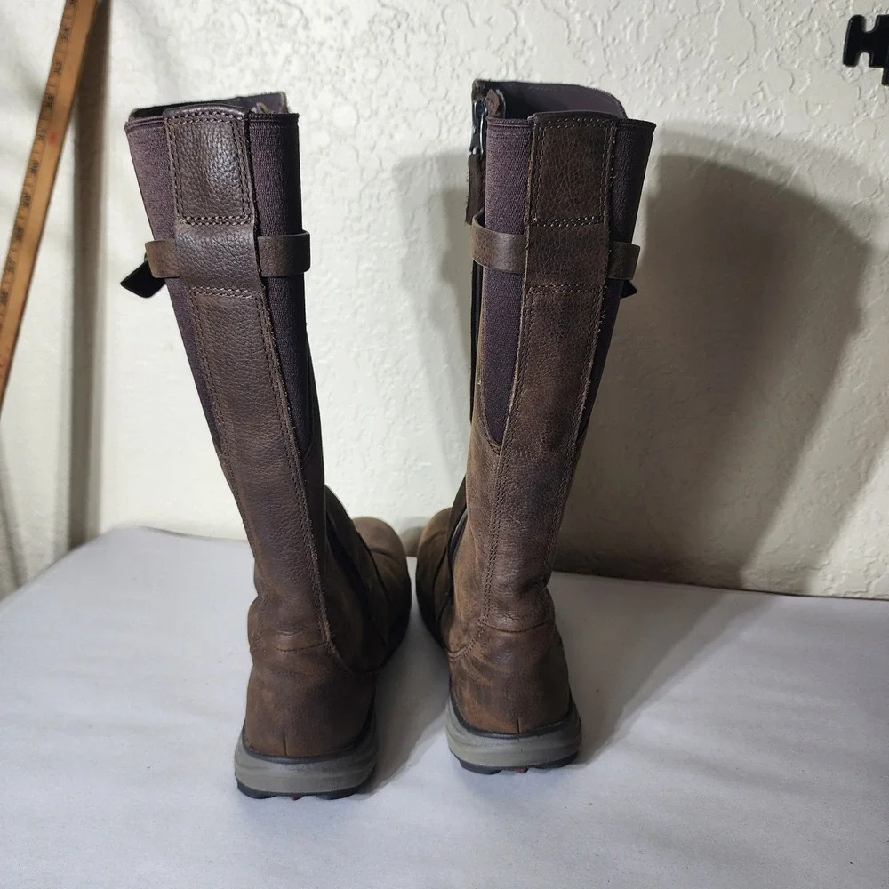 Eddie Bauer Huntley Tall Dark Brown Leather Boots Womens 8 61692237 FH20
